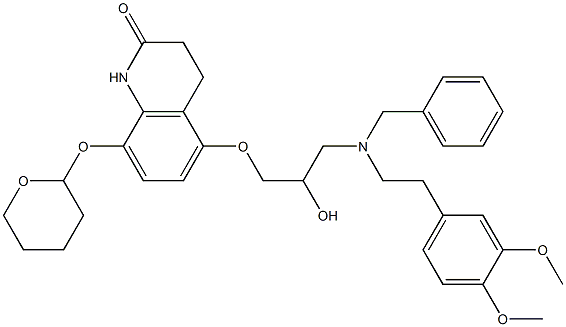 5-[3-[N-Benzyl-N-(3,4-dimethoxyphenethyl)amino]-2-hydroxypropoxy]-8-(tetrahydro-2H-pyran-2-yloxy)-3,4-dihydro-2(1H)-quinolinone Struktur