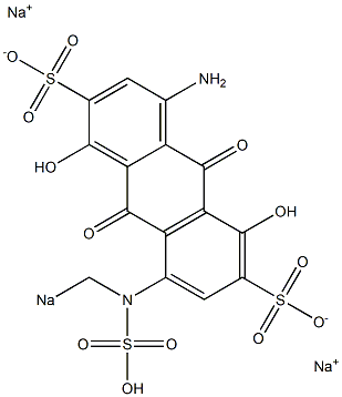 4-Amino-1,5-dihydroxy-9,10-dioxo-8-(sodiosulfomethylamino)-9,10-dihydroanthracene-2,6-disulfonic acid disodium salt Struktur