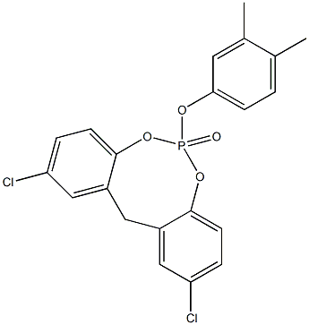 2,10-Dichloro-6-(3,4-dimethylphenoxy)-12H-dibenzo[d,g][1,3,2]dioxaphosphocin 6-oxide Struktur