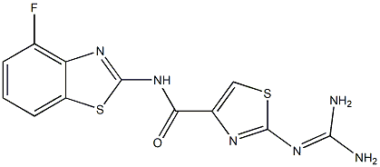 2-(Diaminomethyleneamino)-N-(4-fluoro-2-benzothiazolyl)thiazole-4-carboxamide Struktur