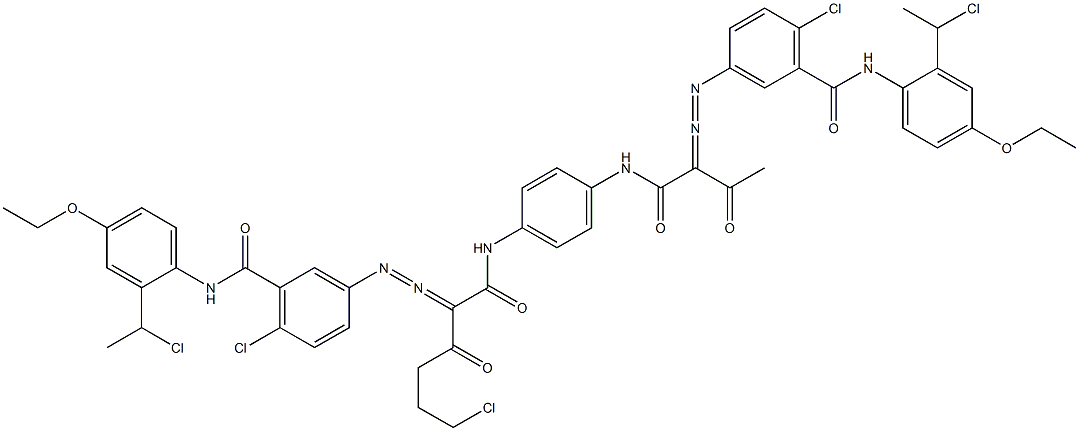 3,3'-[2-(2-Chloroethyl)-1,4-phenylenebis[iminocarbonyl(acetylmethylene)azo]]bis[N-[2-(1-chloroethyl)-4-ethoxyphenyl]-6-chlorobenzamide] Struktur