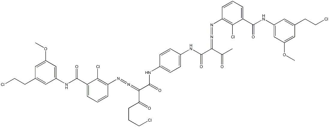 3,3'-[2-(2-Chloroethyl)-1,4-phenylenebis[iminocarbonyl(acetylmethylene)azo]]bis[N-[3-(2-chloroethyl)-5-methoxyphenyl]-2-chlorobenzamide] Struktur