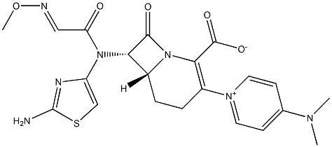 (6R,7S)-7-[(2-Aminothiazol-4-yl)(methoxyimino)acetylamino]-8-oxo-3-[(4-dimethylaminopyridin-1-ium)-1-yl]-1-azabicyclo[4.2.0]oct-2-ene-2-carboxylate Struktur