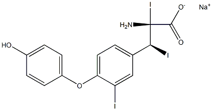 (2R,3S)-2-Amino-3-[4-(4-hydroxyphenoxy)-3-iodophenyl]-2,3-diiodopropanoic acid sodium salt Struktur