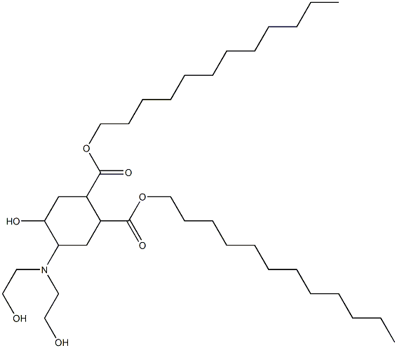 5-Hydroxy-4-[bis(2-hydroxyethyl)amino]-1,2-cyclohexanedicarboxylic acid didodecyl ester Struktur