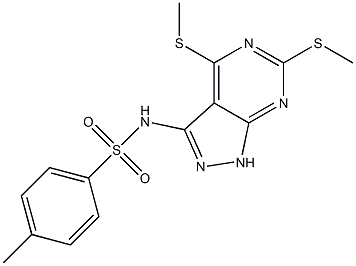 3-(4-Methylphenylsulfonylamino)-4,6-bis(methylthio)-1H-pyrazolo[3,4-d]pyrimidine Struktur