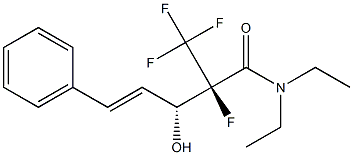 (2R,3R,4E)-N,N-Diethyl-2-fluoro-2-trifluoromethyl-3-hydroxy-5-phenyl-4-pentenamide Struktur