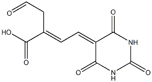 2-(2-Oxoethyl)-4-[(hexahydro-2,4,6-trioxopyrimidin)-5-ylidene]-2-butenoic acid Struktur