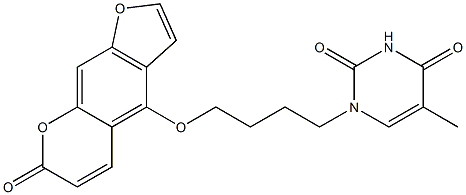 4-[4-[(1,2,3,4-Tetrahydro-5-methyl-2,4-dioxopyrimidin)-1-yl]butyloxy]-7H-furo[3,2-g][1]benzopyran-7-one Struktur