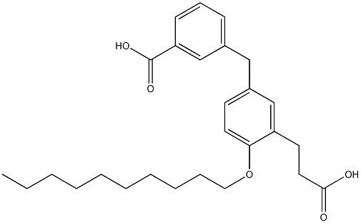 5-(3-Hydroxycarbonylbenzyl)-2-decyloxybenzenepropanoic acid Struktur