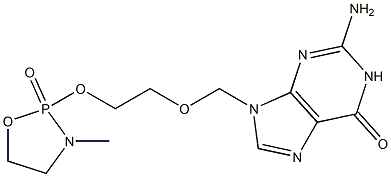 2-Amino-9-[[2-[[(3-methyl-1,3,2-oxazaphospholidine 2-oxide)-2-yl]oxy]ethoxy]methyl]-9H-purin-6(1H)-one Struktur