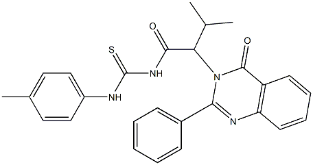 1-[3-Methyl-2-(4-oxo-2-phenyl-3,4-dihydroquinazolin-3-yl)butyryl]-3-(p-tolyl)thiourea Struktur