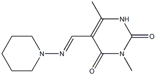 3,6-Dimethyl-5-[(piperidino)iminomethyl]pyrimidine-2,4(1H,3H)-dione Struktur