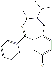 7-Chloro-2-dimethylamino-3-methyl-5-phenyl-3H-1,3,4-benzotriazepine Struktur