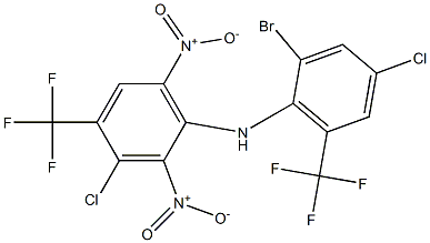 3-Chloro-4-trifluoromethyl-2,6-dinitro-N-[2-bromo-4-chloro-6-trifluoromethylphenyl]benzenamine Struktur