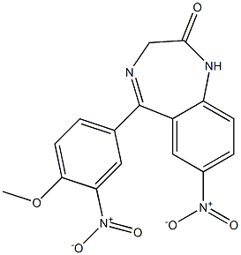 7-Nitro-1,3-dihydro-5-(4-methoxy-3-nitrophenyl)-2H-1,4-benzodiazepin-2-one Struktur