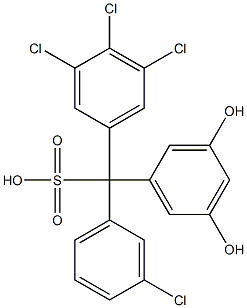 (3-Chlorophenyl)(3,4,5-trichlorophenyl)(3,5-dihydroxyphenyl)methanesulfonic acid Struktur