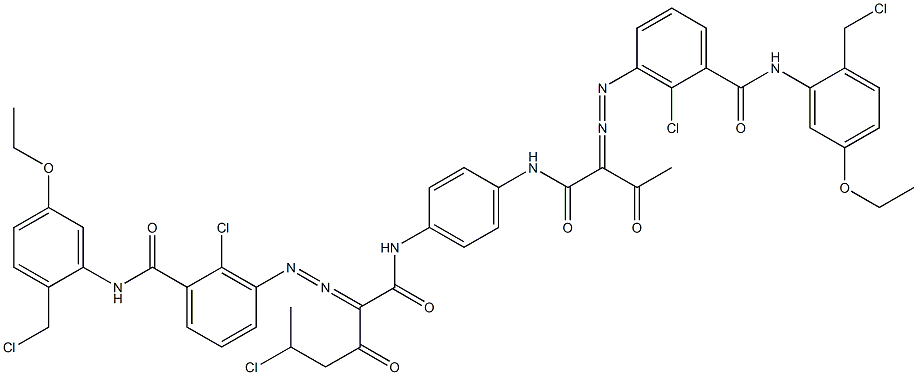 3,3'-[2-(1-Chloroethyl)-1,4-phenylenebis[iminocarbonyl(acetylmethylene)azo]]bis[N-[2-(chloromethyl)-5-ethoxyphenyl]-2-chlorobenzamide] Struktur