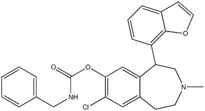 Benzylcarbamic acid [(7-chloro-3-methyl-1-(benzofuran-7-yl)-2,3,4,5-tetrahydro-1H-3-benzazepin)-8-yl] ester Struktur