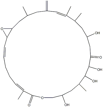 (2E,6E,14E)-8,9-Epoxy-18,21,22,25-tetrahydroxy-13-methylene-2,11,15,16,23-pentamethyl-27-oxacycloheptacosa-2,6,14-triene-1,20-dione Struktur