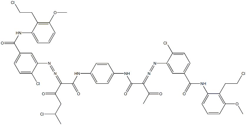 3,3'-[2-(1-Chloroethyl)-1,4-phenylenebis[iminocarbonyl(acetylmethylene)azo]]bis[N-[2-(2-chloroethyl)-3-methoxyphenyl]-4-chlorobenzamide] Struktur