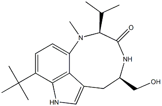 (2S,5R)-9-tert-Butyl-2-isopropyl-1,2,4,5,6,8-hexahydro-5-hydroxymethyl-1-methyl-3H-pyrrolo[4,3,2-gh]-1,4-benzodiazonin-3-one Struktur