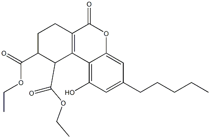 7,8,9,10-Tetrahydro-1-hydroxy-6-oxo-3-pentyl-6H-dibenzo[b,d]pyran-9,10-dicarboxylic acid diethyl ester Struktur