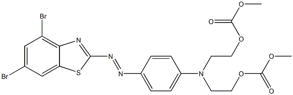 2-[4-[N,N-Bis[2-(methoxycarbonyloxy)ethyl]amino]phenylazo]-4,6-dibromobenzothiazole Struktur