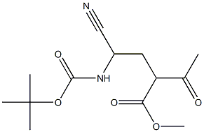 4-Cyano-4-(tert-butyloxycarbonylamino)-2-acetylbutanoic acid methyl ester Struktur