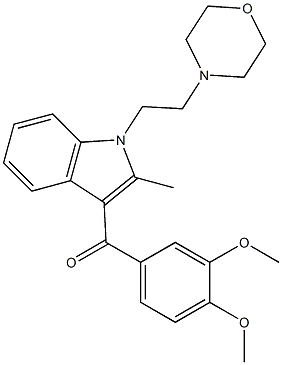 2-Methyl-3-(3,4-dimethoxybenzoyl)-1-(2-morpholinoethyl)-1H-indole Struktur