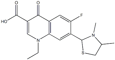 1,4-Dihydro-1-ethyl-4-oxo-6-fluoro-7-(3,4-dimethylthiazolidin-2-yl)quinoline-3-carboxylic acid Struktur