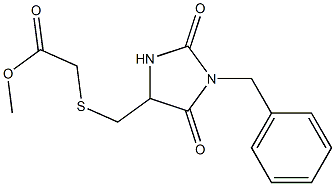 [(3-Benzyl-2,4-dioxoimidazolidin-5-yl)methylthio]acetic acid methyl ester Struktur