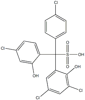 (4-Chlorophenyl)(4-chloro-2-hydroxyphenyl)(3,5-dichloro-2-hydroxyphenyl)methanesulfonic acid Struktur