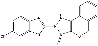 1,5-Dihydro-2-(6-chlorobenzothiazol-2-yl)[2]benzopyrano[4,3-c]pyrazol-3(2H)-one Struktur