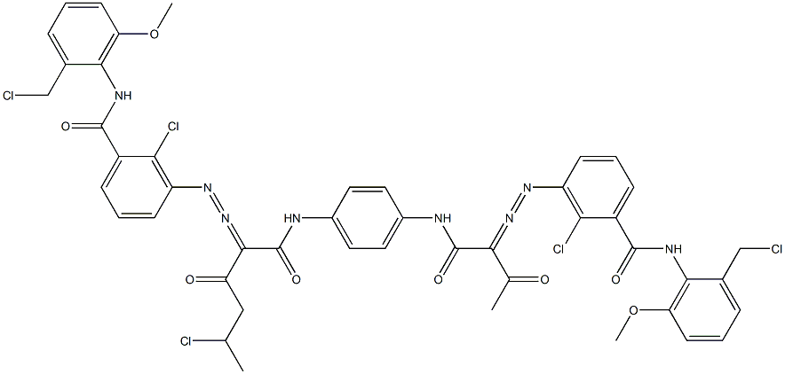 3,3'-[2-(1-Chloroethyl)-1,4-phenylenebis[iminocarbonyl(acetylmethylene)azo]]bis[N-[2-(chloromethyl)-6-methoxyphenyl]-2-chlorobenzamide] Struktur