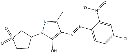 3-[4-(4-Chloro-2-nitrophenylazo)-5-hydroxy-3-methyl-1H-pyrazol-1-yl]tetrahydrothiophene 1,1-dioxide Struktur