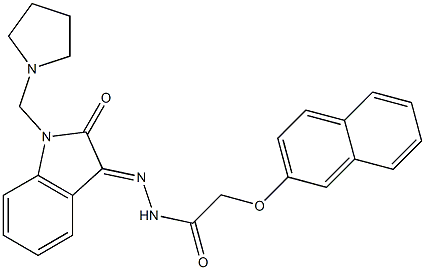 (2-Naphtyloxy)acetic acid N'-[2-oxo-1-(1-pyrrolidinylmethyl)indolin-3-ylidene] hydrazide Struktur