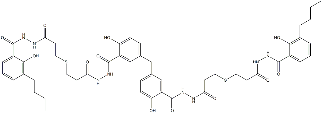 5,5'-Methylenebis[N'-[3-[[2-[[N'-(3-butylsalicyloyl)hydrazino]carbonyl]ethyl]thio]propionyl]salicylic hydrazide] Struktur