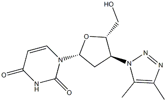 3'-(4,5-Dimethyl-1H-1,2,3-triazol-1-yl)-2',3'-dideoxyuridine Struktur