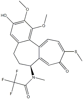 (S)-1-Methoxy-2-methyloxy-3-hydroxy-7-[trifluoroacetyl(methyl)amino]-10-methylthio-6,7-dihydrobenzo[a]heptalen-9(5H)-one Struktur