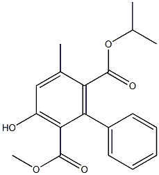 3-Hydroxy-5-methyl-1,1'-biphenyl-2,6-dicarboxylic acid 2-methyl 6-isopropyl ester Struktur