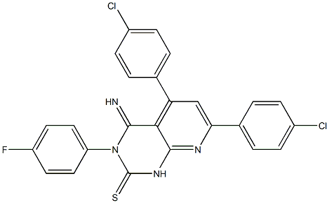 3,4-Dihydro-3-(4-fluorophenyl)-4-imino-5-(4-chlorophenyl)-7-(4-chlorophenyl)pyrido[2,3-d]pyrimidine-2(1H)-thione Struktur