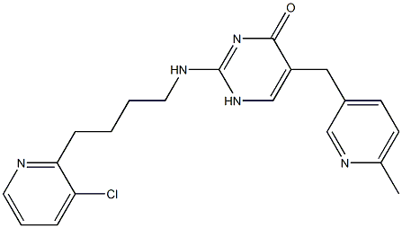 2-[[4-(3-Chloro-2-pyridinyl)butyl]amino]-5-[(6-methyl-3-pyridinyl)methyl]pyrimidin-4(1H)-one Struktur