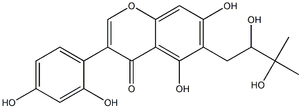 5,7-Dihydroxy-3-(2,4-dihydroxyphenyl)-6-(2,3-dihydroxy-3-methylbutyl)-4H-1-benzopyran-4-one Struktur