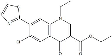 1,4-Dihydro-1-ethyl-4-oxo-6-chloro-7-(thiazol-2-yl)quinoline-3-carboxylic acid ethyl ester Struktur