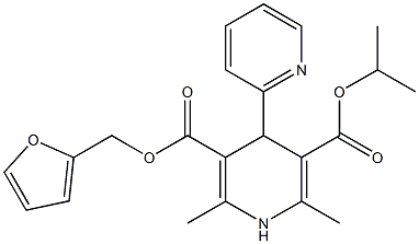 1,4-Dihydro-2,6-dimethyl-4-(2-pyridinyl)pyridine-3,5-dicarboxylic acid 3-(2-furanylmethyl)5-isopropyl ester Struktur