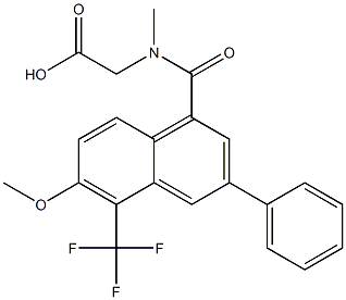 [N-[[3-Phenyl-5-trifluoromethyl-6-methoxy-1-naphthalenyl]carbonyl]-N-methylamino]acetic acid Struktur