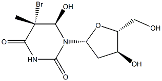 (5R,6R)-5,6-Dihydro-5-bromo-6-hydroxythymidine Struktur