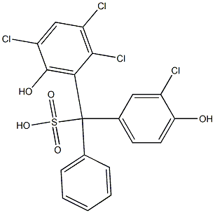 (3-Chloro-4-hydroxyphenyl)(2,3,5-trichloro-6-hydroxyphenyl)phenylmethanesulfonic acid Struktur