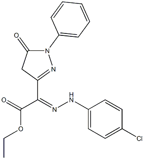 2-[2-(4-Chlorophenyl)hydrazono]-2-[(4,5-dihydro-5-oxo-1-phenyl-1H-pyrazole)-3-yl]acetic acid ethyl ester Struktur